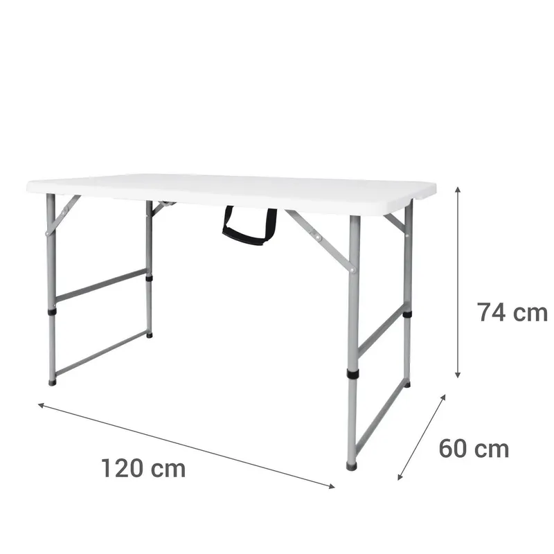 Mesa Plegable Rectangular Blanco 120x60x74 cm