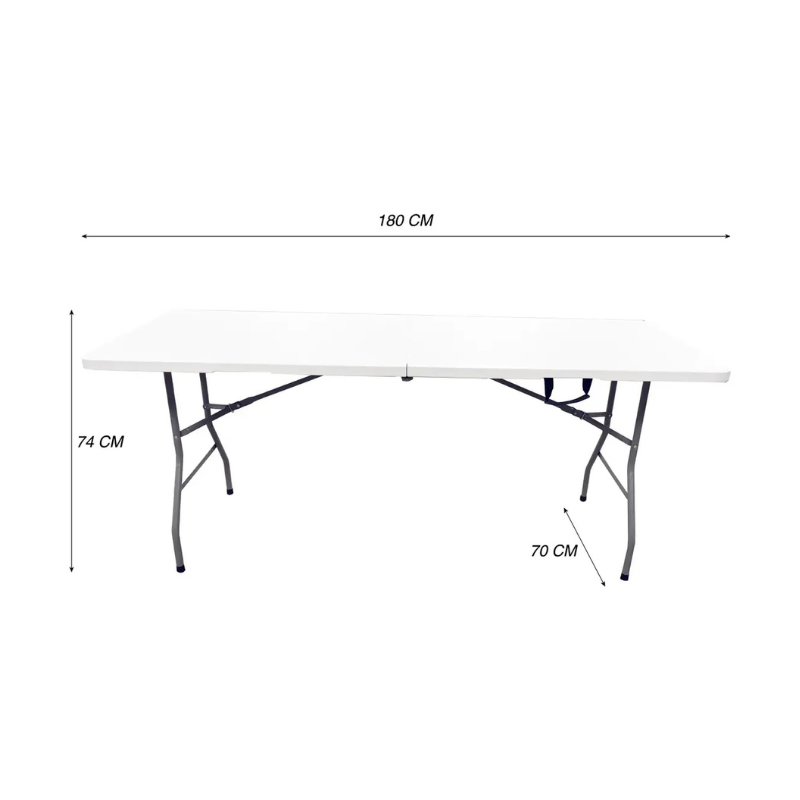 Mesa Plegable Rectangular Blanca 180x70x74 cm